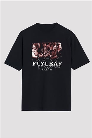 Flyleaf Baskılı Unisex Siyah Oversize Tişört