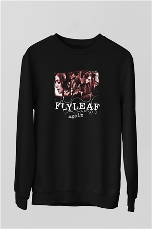 Flyleaf Baskılı Unisex Siyah Sweatshirt