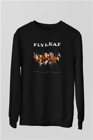 Flyleaf Baskılı Unisex Siyah Sweatshirt