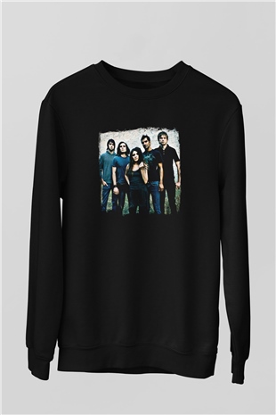 Flyleaf Baskılı Unisex Siyah Sweatshirt