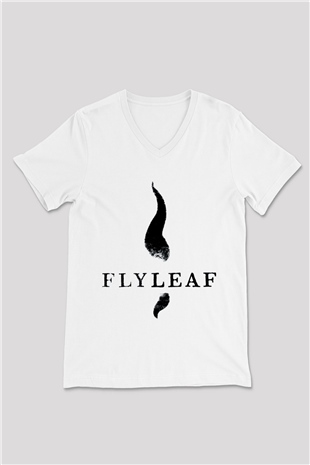 Flyleaf Beyaz Unisex V Yaka Tişört