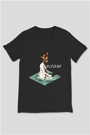 Flyleaf Siyah Unisex V Yaka Tişört
