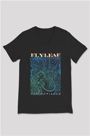 Flyleaf Siyah Unisex V Yaka Tişört T-Shirt