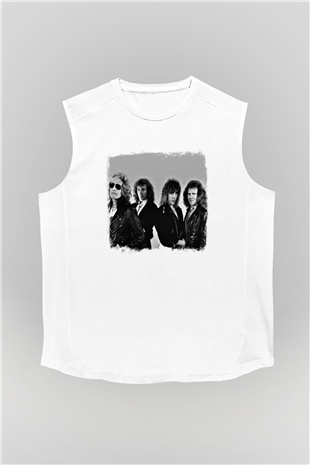 Foghat Baskılı Unisex Beyaz Kolsuz Tişört