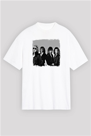 Foghat Baskılı Unisex Beyaz Oversize Tişört