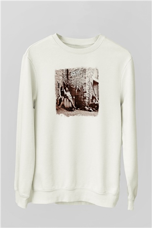 Foghat Baskılı Unisex Beyaz Sweatshirt
