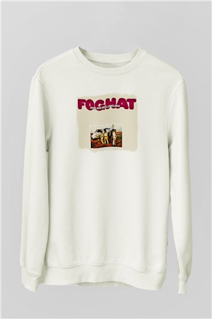 Foghat Baskılı Unisex Beyaz Sweatshirt