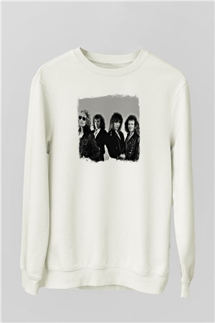 Foghat Baskılı Unisex Beyaz Sweatshirt