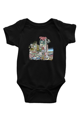 Foghat Baskılı Unisex Siyah Bebek Body - Zıbın