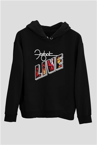 Foghat Baskılı Unisex Siyah Hoodie