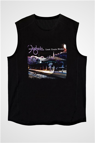 Foghat Baskılı Unisex Siyah Kolsuz Tişört