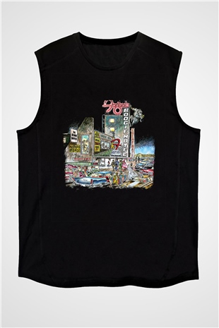 Foghat Baskılı Unisex Siyah Kolsuz Tişört