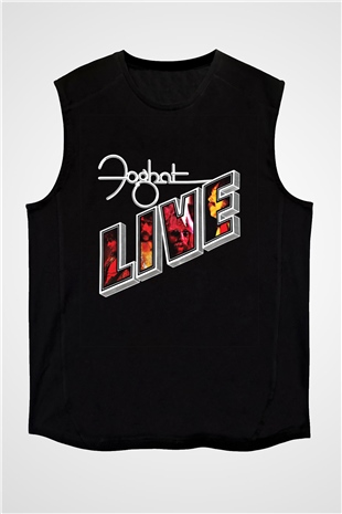 Foghat Baskılı Unisex Siyah Kolsuz Tişört