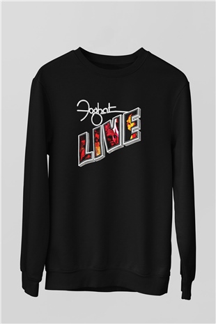 Foghat Baskılı Unisex Siyah Sweatshirt