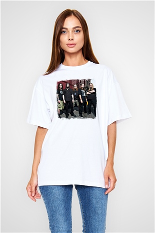 Forbidden Baskılı Unisex Beyaz Oversize Tişört