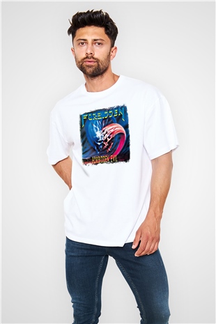 Forbidden Baskılı Unisex Beyaz Oversize Tişört