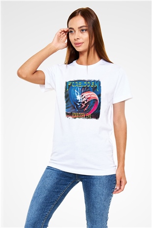 Forbidden Baskılı Unisex Beyaz Tişört