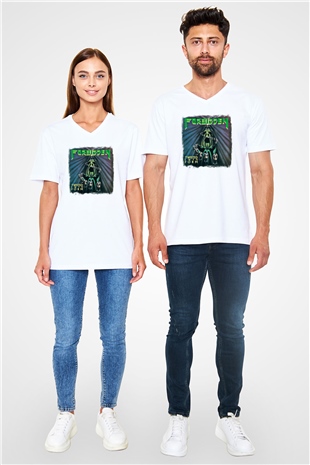 Forbidden Baskılı Unisex Beyaz V Yaka Tişört