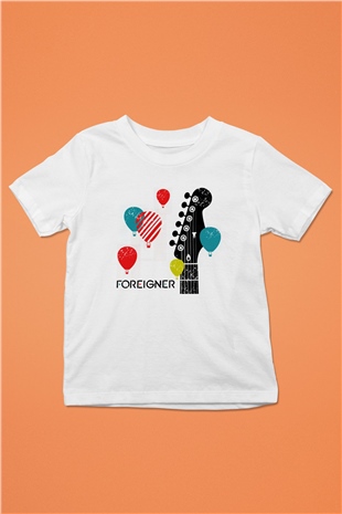 Foreigner Baskılı Beyaz Unisex Çocuk Tişört