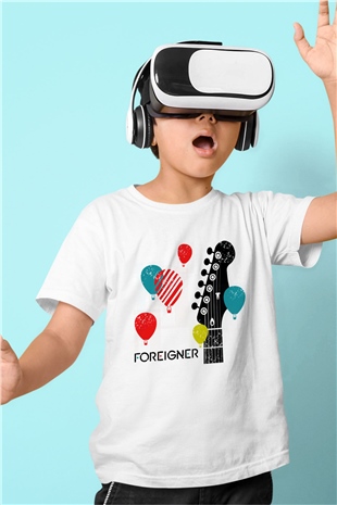 Foreigner Baskılı Beyaz Unisex Çocuk Tişört