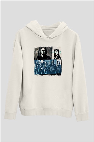 Foreigner Baskılı Unisex Beyaz Hoodie
