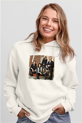 Foreigner Baskılı Unisex Beyaz Hoodie