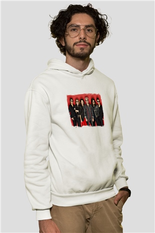 Foreigner Baskılı Unisex Beyaz Hoodie
