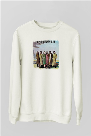 Foreigner Baskılı Unisex Beyaz Sweatshirt