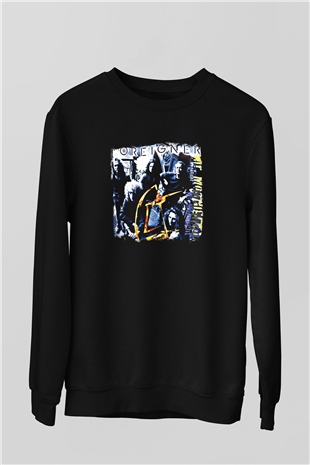 Foreigner Baskılı Unisex Siyah Sweatshirt