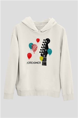 Foreigner Beyaz Unisex Kapşonlu Sweatshirt