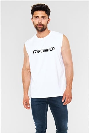 Foreigner Beyaz Unisex Kolsuz Tişört