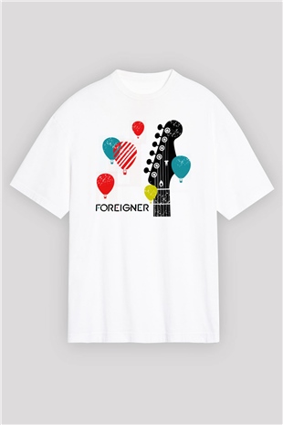 Foreigner Beyaz Unisex Oversize Tişört T-Shirt