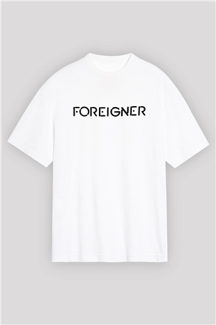 Foreigner Beyaz Unisex Oversize Tişört T-Shirt