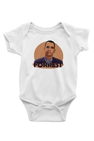 Forrest Gump Baskılı Beyaz Unisex Bebek Body - Zıbın