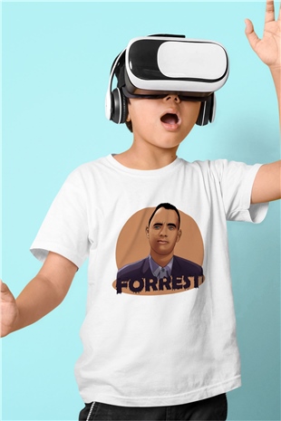 Forrest Gump Baskılı Beyaz Unisex Çocuk Tişört