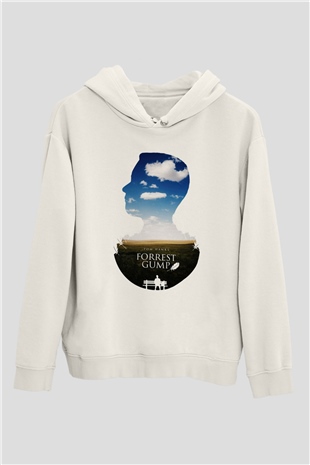Forrest Gump Beyaz Unisex Kapşonlu Sweatshirt
