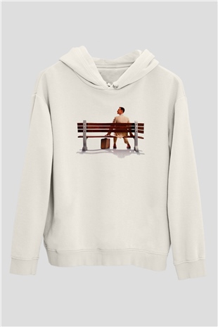 Forrest Gump Beyaz Unisex Kapşonlu Sweatshirt