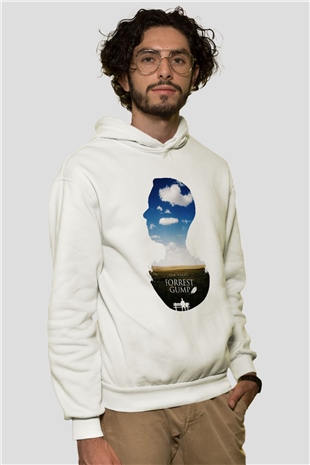 Forrest Gump Beyaz Unisex Kapşonlu Sweatshirt