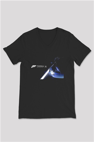 Forza Motorsport Siyah Unisex V Yaka Tişört