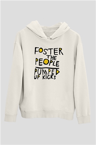 Foster the People Baskılı Unisex Beyaz Hoodie