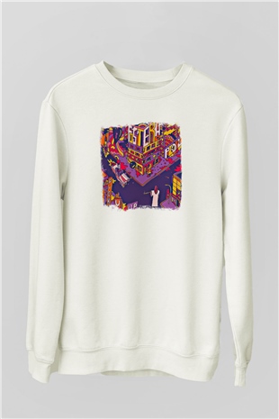 Foster the People Baskılı Unisex Beyaz Sweatshirt