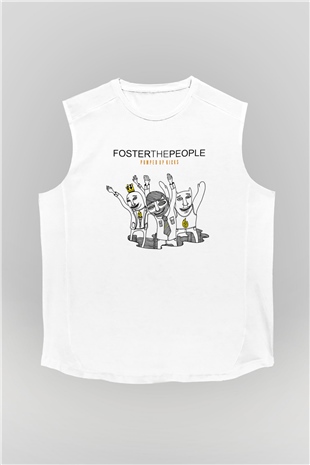 Foster the People Baskılı Unisex Beyaz Kolsuz Tişört