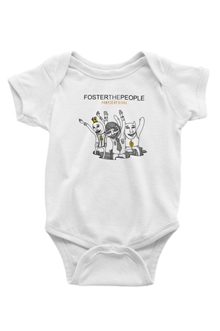 Foster the People Baskılı Unisex Beyaz Bebek Body - Zıbın