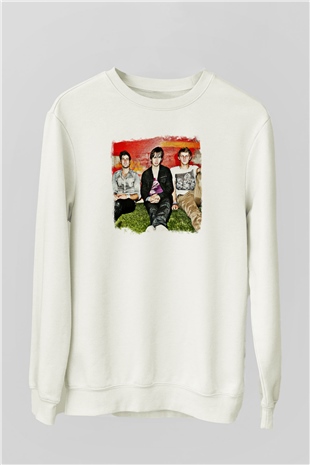 Foster the People Baskılı Unisex Beyaz Sweatshirt