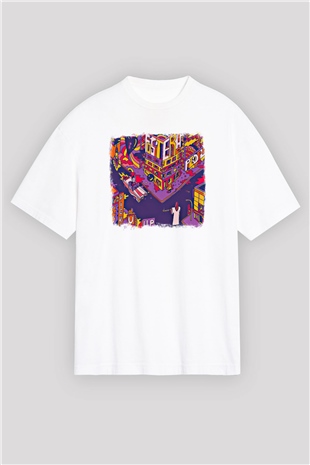 Foster the People Baskılı Unisex Beyaz Oversize Tişört