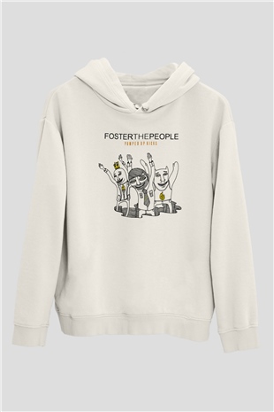 Foster the People Baskılı Unisex Beyaz Hoodie