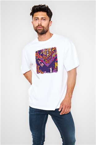 Foster the People Baskılı Unisex Beyaz Oversize Tişört