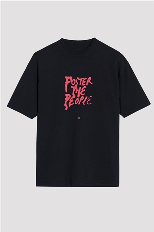 Foster the People Baskılı Unisex Siyah Oversize Tişört
