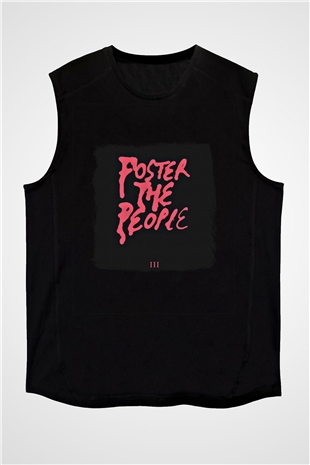 Foster the People Baskılı Unisex Siyah Kolsuz Tişört