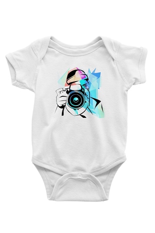 Fotoğrafçı Baskılı Beyaz Unisex Bebek Body - Zıbın